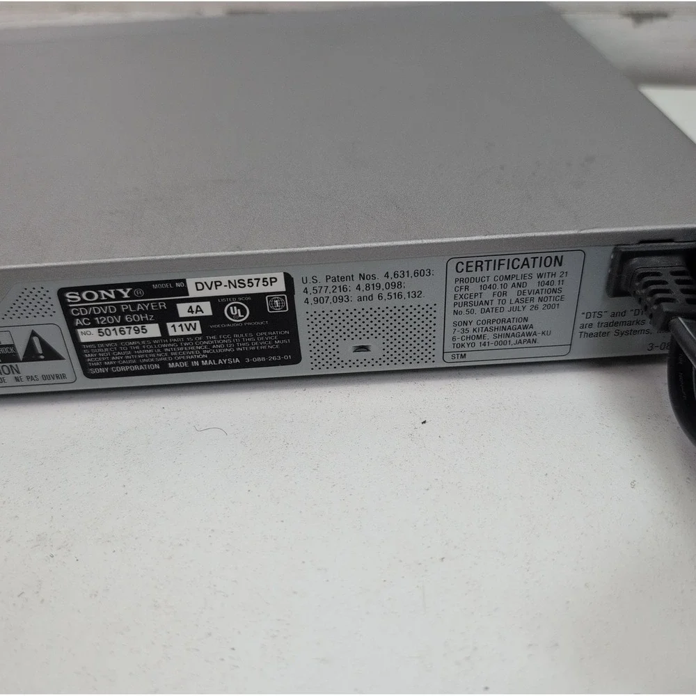 Sony DVP-NS575P DVD CD Player Progressive Scan Tested No Remote Silver